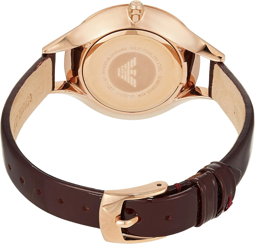 Emporio Armani Aurora Mother of Pearl White Dial Brown Leather Strap Watch For Women - AR11057