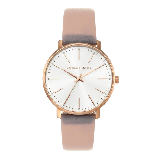 Michael Kors Pyper Quartz White Dial Pink Leather Strap Watch For Women - MK2741