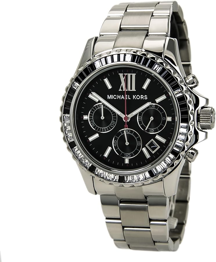 Michael Kors Everest Chronograph Black Dial Silver Steel Strap Watch For Women - MK5753