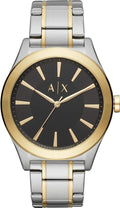 Armani Exchange Nico Analog Black Dial Two Tone Steel Strap Watch For Men - AX2336