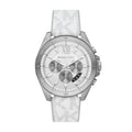 Michael Kors Brecken Chronograph Silver Dial White Leather Strap Watch For Men - MK8949