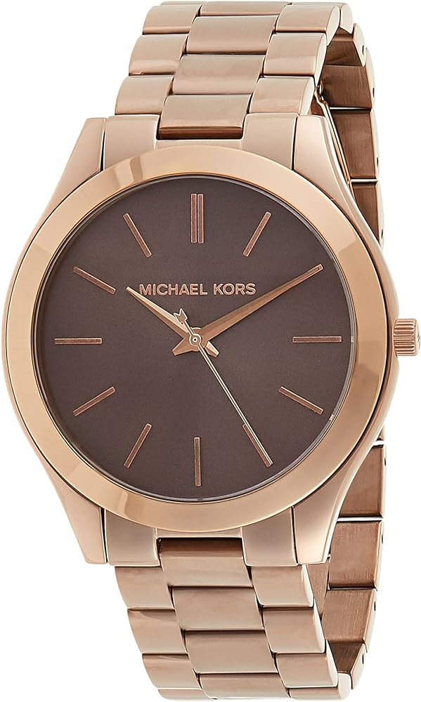 Michael Kors Runway Quartz Brown Dial Brown Steel Strap Watch For Women - MK3418