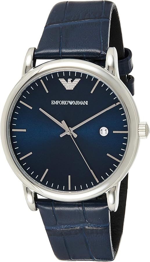 Emporio Armani Dress Quartz Blue Dial Blue Leather Strap Watch For Men - AR2501