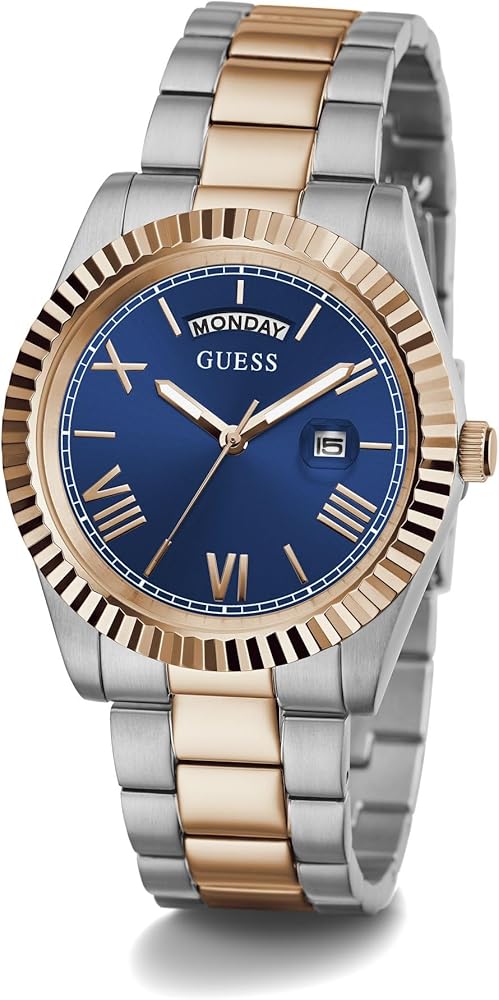 Guess Connoisseur Quartz Blue Dial Two Tone Steel Strap Watch For Men - GW0265G12