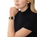 Michael Kors Lennox Three Hand Black Dial Black Leather Strap Watch For Women - MK7307