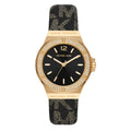 Michael Kors Lennox Three Hand Black Dial Black Leather Strap Watch For Women - MK7307