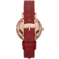 Emporio Armani Gianni T-Bar Analog Mother of Pearl Dial Red Leather Strap Watch For Women - AR11322