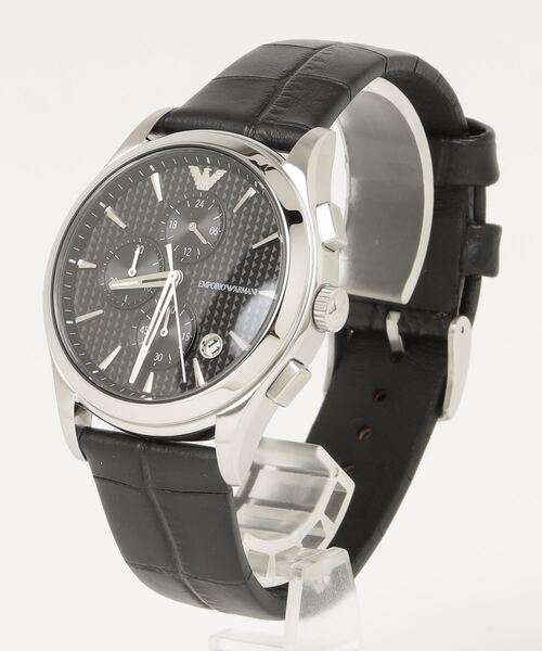 Emporio Armani Paolo Chronograph Black Dial Black Leather Strap Watch For Men - AR11530