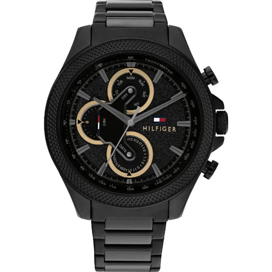 Tommy Hilfiger Clark Chronograph Black Dial Black Steel Strap Watch For Men - 1792081