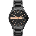 Armani Exchange Hampton Chronograph Black Dial Black Steel Strap Watch For Men - AX2150