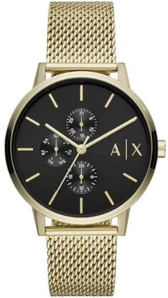 Armani Exchange Cayde Chronograph Black Dial Gold Mesh Strap Watch For Men - AX2715