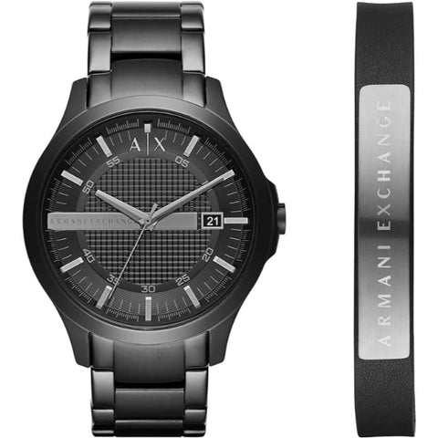 Armani Exchange Hampton Black Dial Black Steel Strap Watch For Men - AX7101