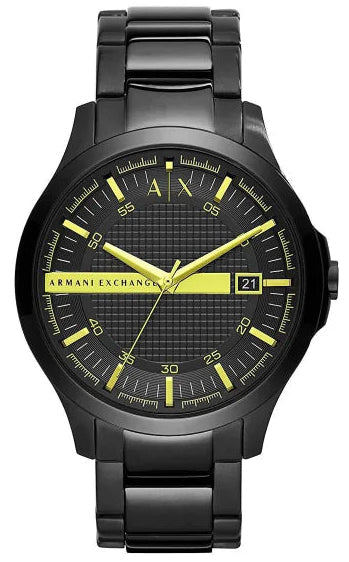 Armani Exchange Hampton Black Dial Black Steel Strap Watch For Men - AX2407