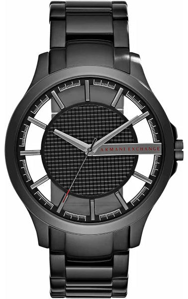 Armani Exchange Hampton Chronograph Black Dial Black Steel Strap Watch For Men - AX2189