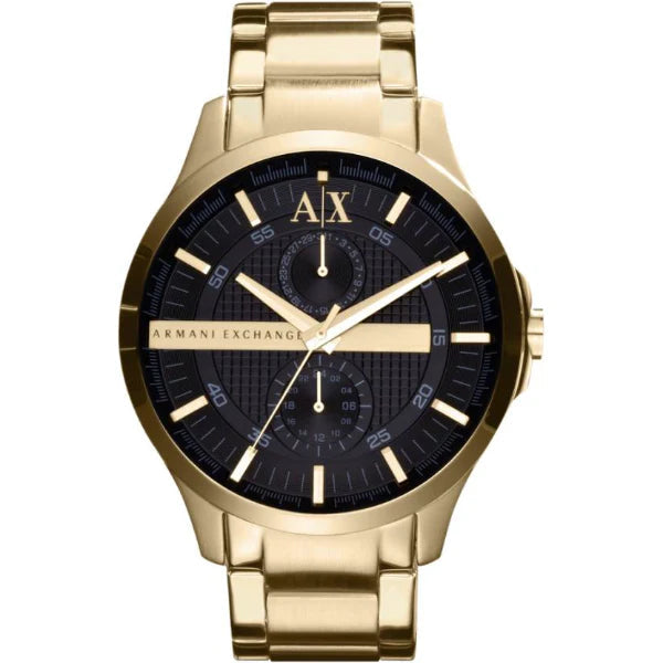 Armani Exchange Hampton Chronograph Black Dial Gold Steel Strap Watch For Men - AX2122