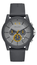 Armani Exchange Outerbanks Chronograph Grey Dial Grey Silicone Strap Watch For Men - AX7123