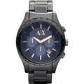 Armani Exchange Chronograph Blue Dial Grey Steel Strap Watch For Men - AX1166