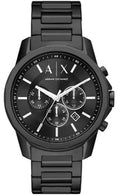 Armani Exchange Banks Chronograph Black Dial Black Steel Strap Watch For Men - AX1722