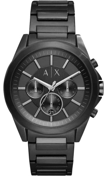 Armani Exchange Drexler Chronograph Black Dial Black Steel Strap Watch For Men - AX2601