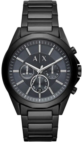 Armani Exchange Drexler Chronograph Black Dial Black Steel Strap Watch For Men - AX2639