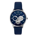 Armani Exchange Cayde Chronograph Blue Dial Blue Leather Strap Watch for Men - AX2746