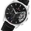 Tommy Hilfiger Baker Chronograph Black Dial Black Leather Strap Watch For Men - 1710449