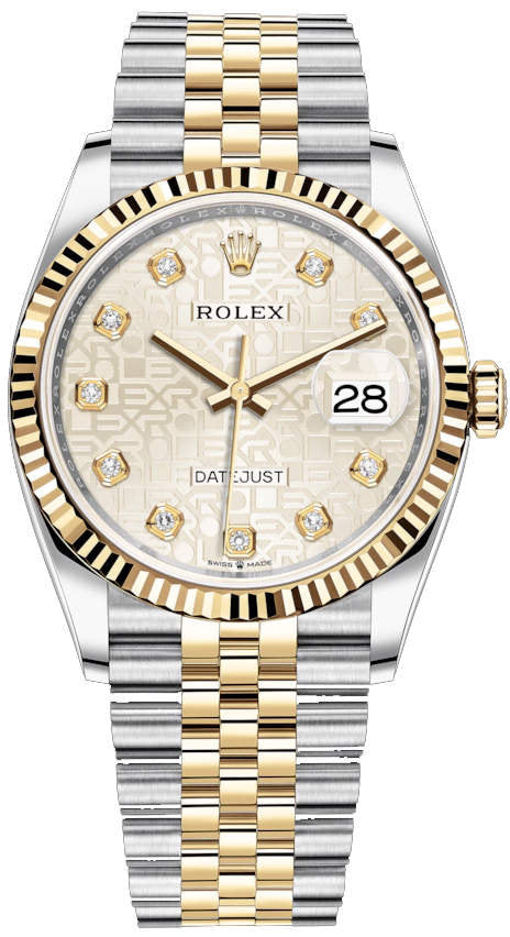 Rolex Datejust 36 Diamonds Silver Dial Two Tone Oyster Steel Strap Watch for Women - M126233-0027