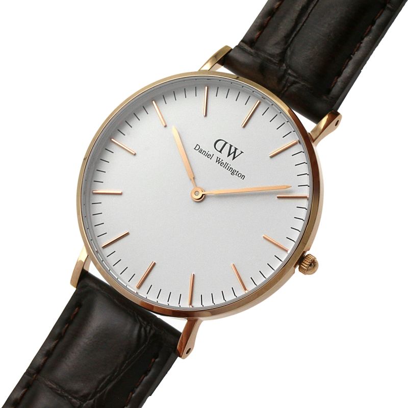 Daniel Wellington Classic York White Dial Brown Leather Strap Watch For Women - DW00100038