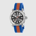 Gucci Dive Automatic Grey Dial Two Tone Rubber Strap Watch for Men - YA136352