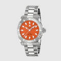 Gucci Dive Automatic Orange Dial Silver Steel Strap Watch for Men - YA136355