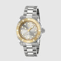 Gucci Dive Automatic 18K Gold Silver Dial Silver Steel Strap Watch for Men - YA136357