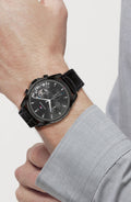 Tommy Hilfiger Baker Chronograph Black Dial Black Leather Strap Watch For Men  - 1710452