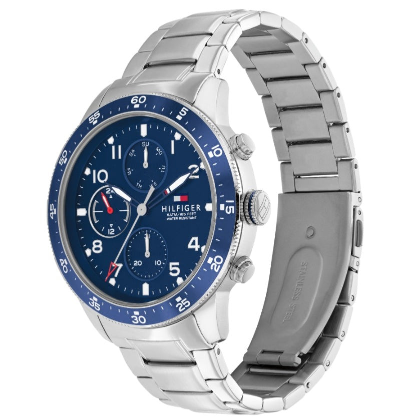 Tommy Hilfiger Jimmy Chronograph Quartz Blue Dial Silver Steel Strap Watch For Men - 1791949