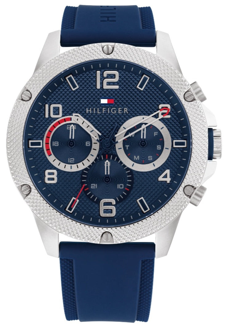 Tommy Hilfiger Blaze Chronograph Blue Dial Blue Rubber Strap Watch For Men - 1792027