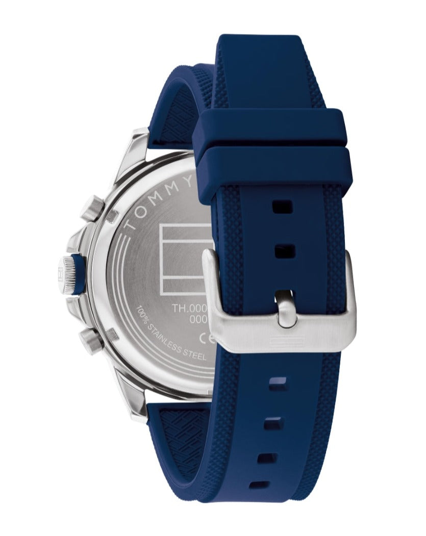 Tommy Hilfiger Blaze Chronograph Blue Dial Blue Rubber Strap Watch For Men - 1792027