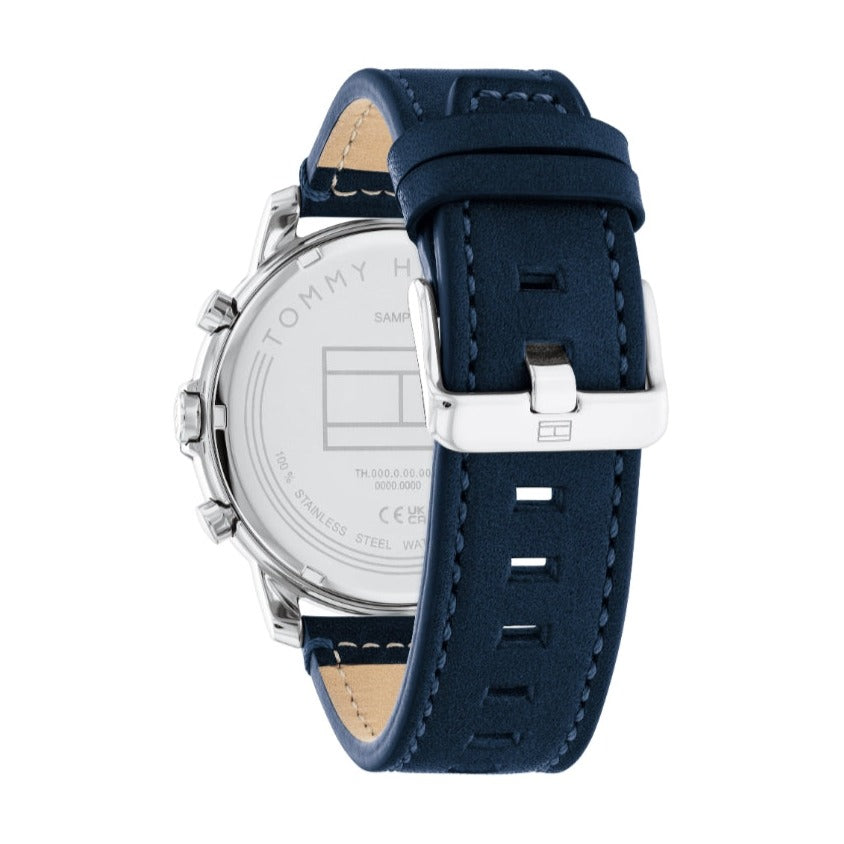 Tommy Hilfiger Lars Chronograph Blue Dial Blue Leather Strap Watch For Men - 1792063