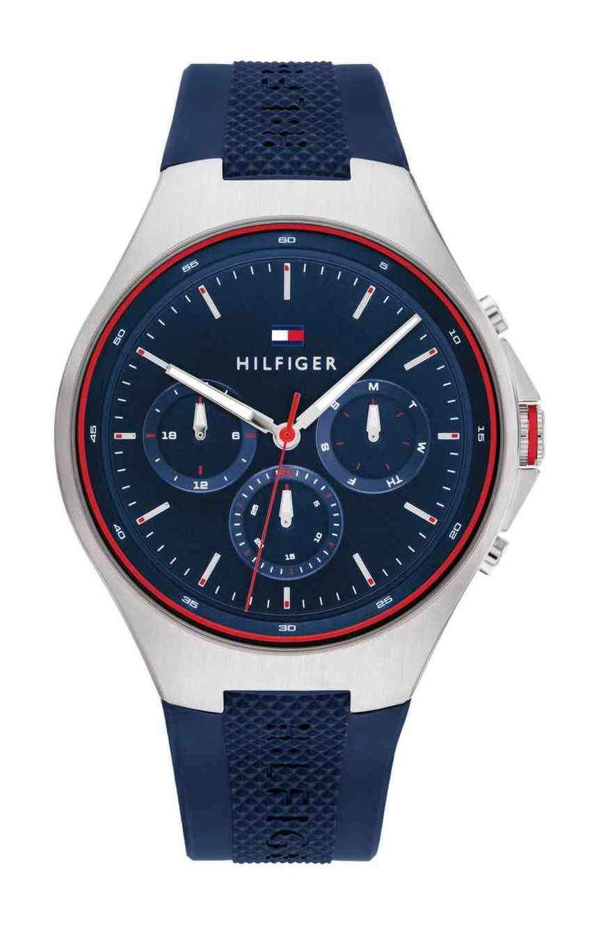 Tommy Hilfiger Justin Chronograph Blue Dial Blue Rubber Strap Watch for Men - 1792057