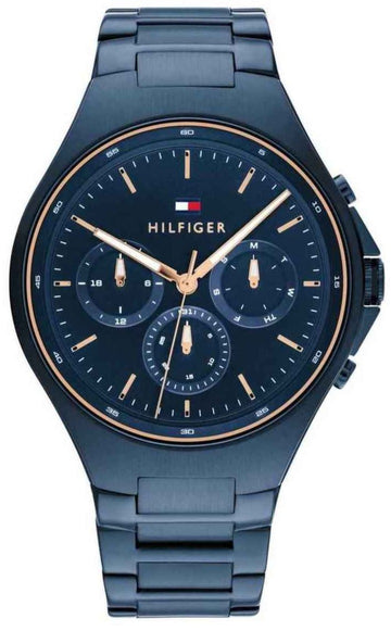 Tommy Hilfiger Justin Chronograph Blue Dial Blue Steel Strap Watch For Men - 1792058