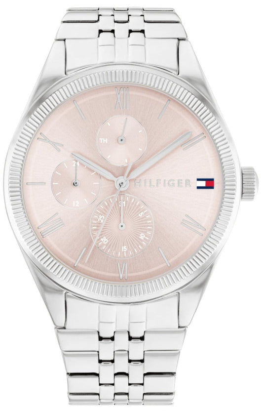 Tommy Hilfiger Monica Multifunction Chronograph Pink Dial Silver Steel Strap Watch For Women - 1782590