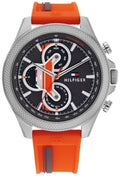 Tommy Hilfiger Clark Chronograph Grey Dial Orange Rubber Strap Watch For Men - 1792084