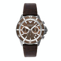 Emporio Armani Diver Chronograph Brown Dial Brown Leather Strap Watch For Men - AR11486