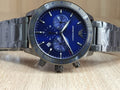 Emporio Armani Mario Chronograph Blue Dial Grey Steel Strap Watch For Men - AR80045