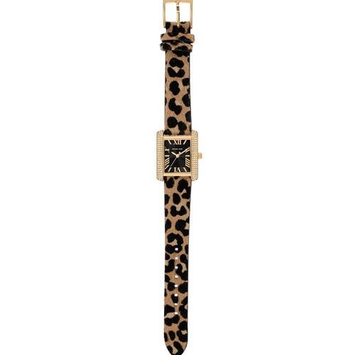 Michael Kors Emery Quartz Diamonds Black Dial Cheetah Print Leather Strap Watch For Women - MK7387