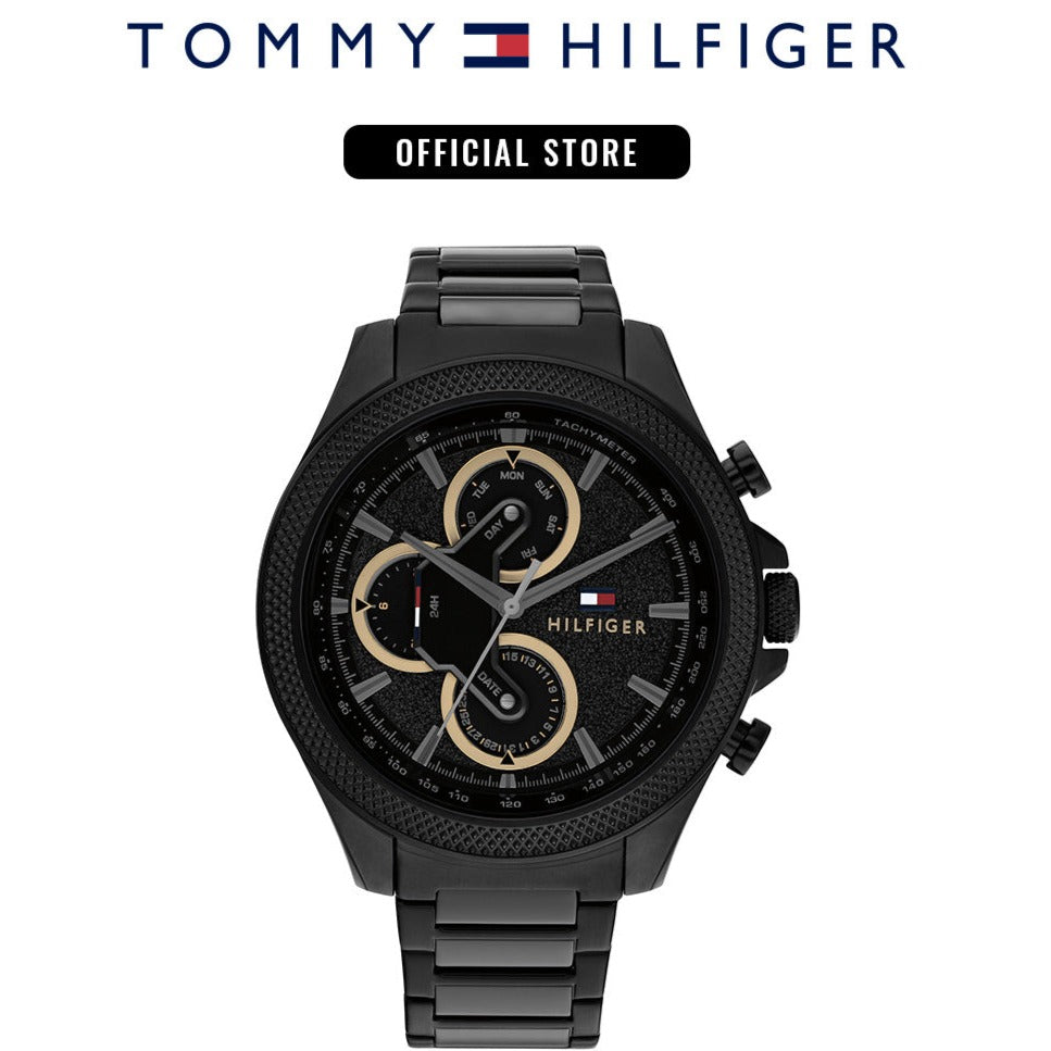 Tommy Hilfiger Clark Chronograph Black Dial Black Steel Strap Watch For Men - 1792081