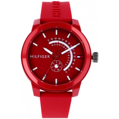 Tommy Hilfiger Denim Quartz Red Dial Red Rubber Strap Watch for Men - 1791480