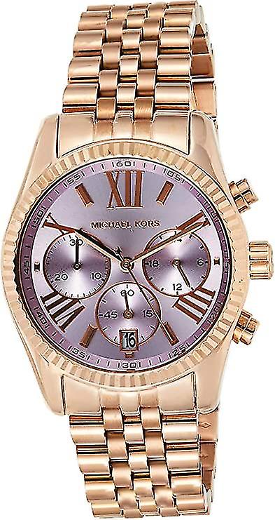 Michael Kors Lexington Purple Dial Rose Gold Steel Strap Watch For Women - MK6207