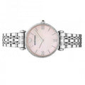 Emporio Armani Classic Gianni T Bar Crystals Pink Dial Silver Steel Strap Watch For Women - AR1781