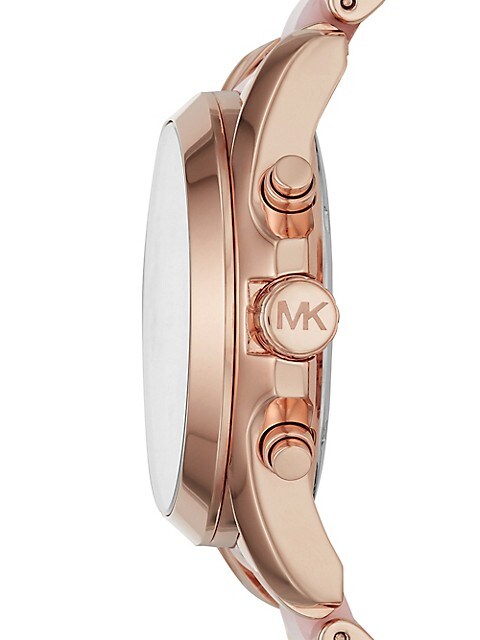 Michael Kors Bradshaw Chronograph Pink Dial Two Tone Steel Strap Watch For Women - MK6830