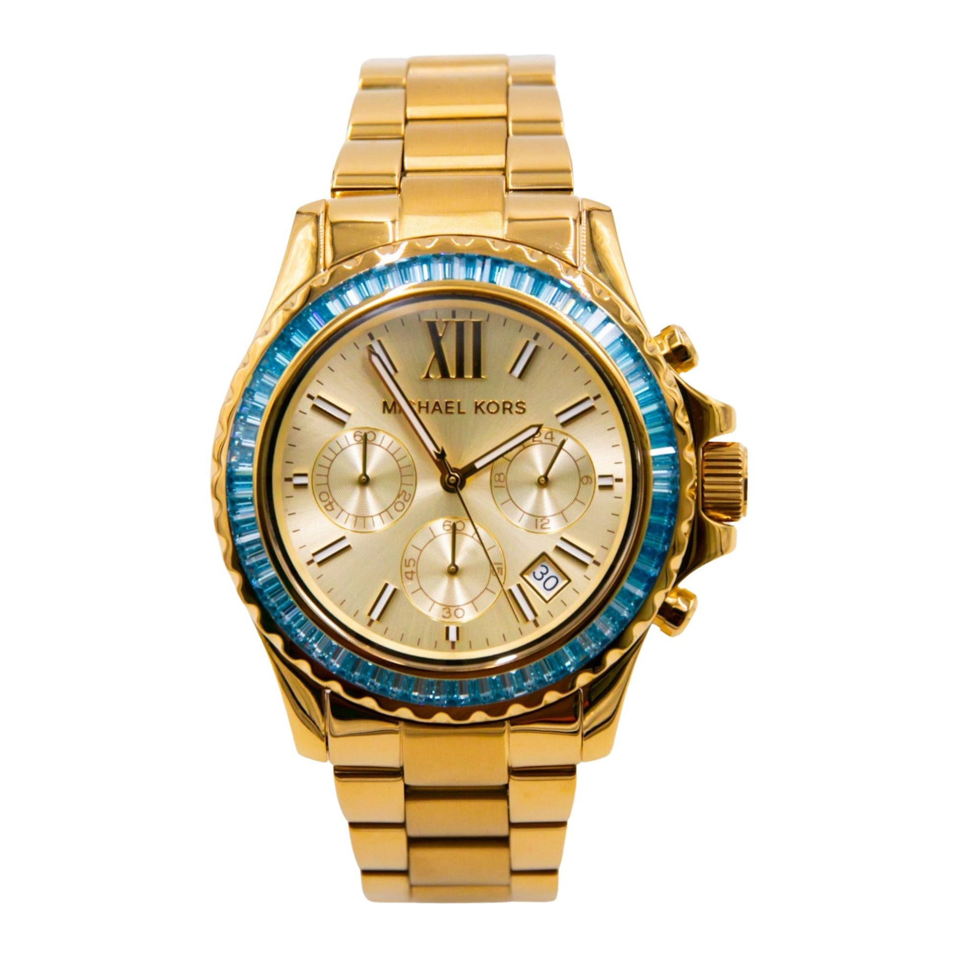 Michael Kors Everest Chronograph Gold Dial Gold Steel Strap Watch For Women - MK7210