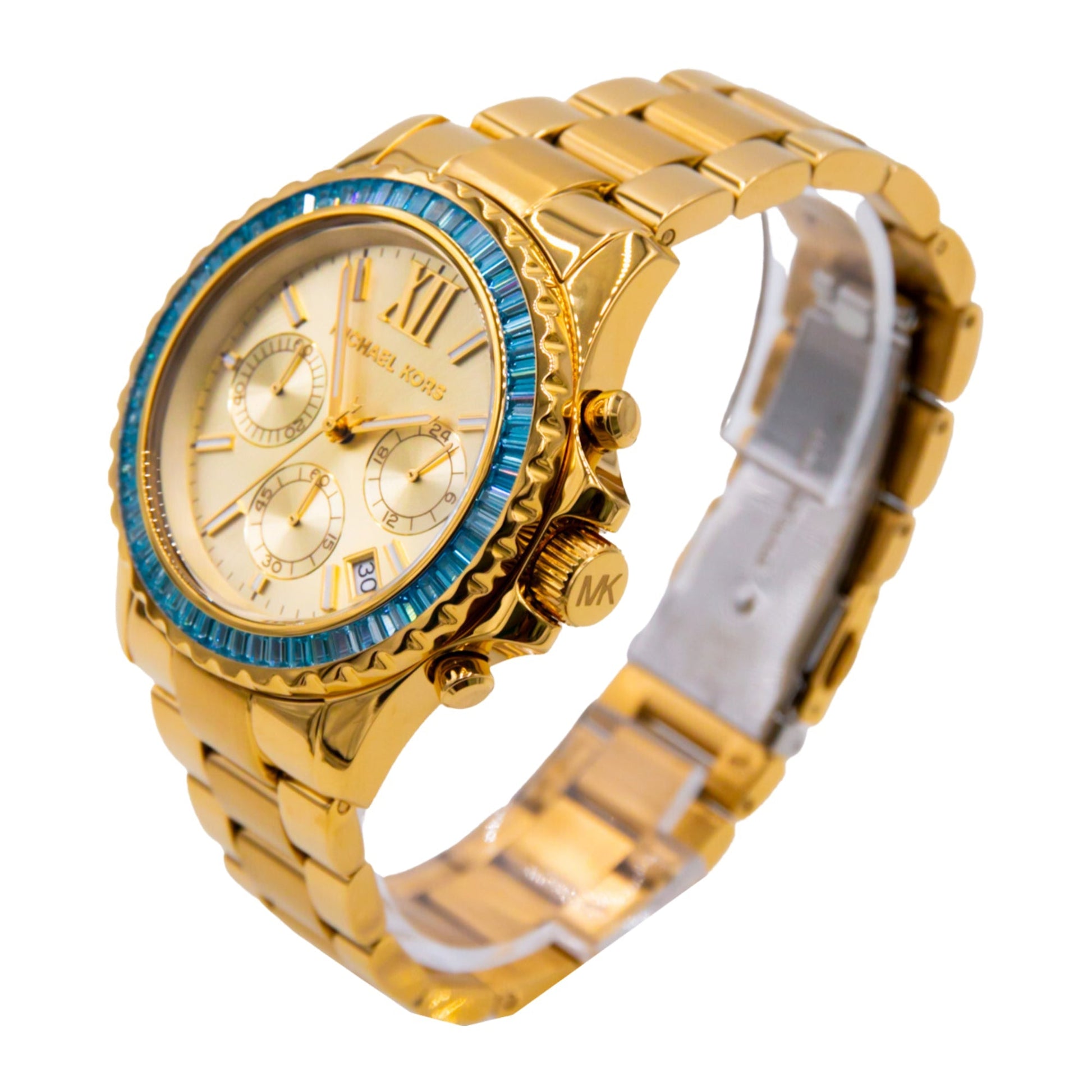 Michael Kors Everest Chronograph Gold Dial Gold Steel Strap Watch For Women - MK7210